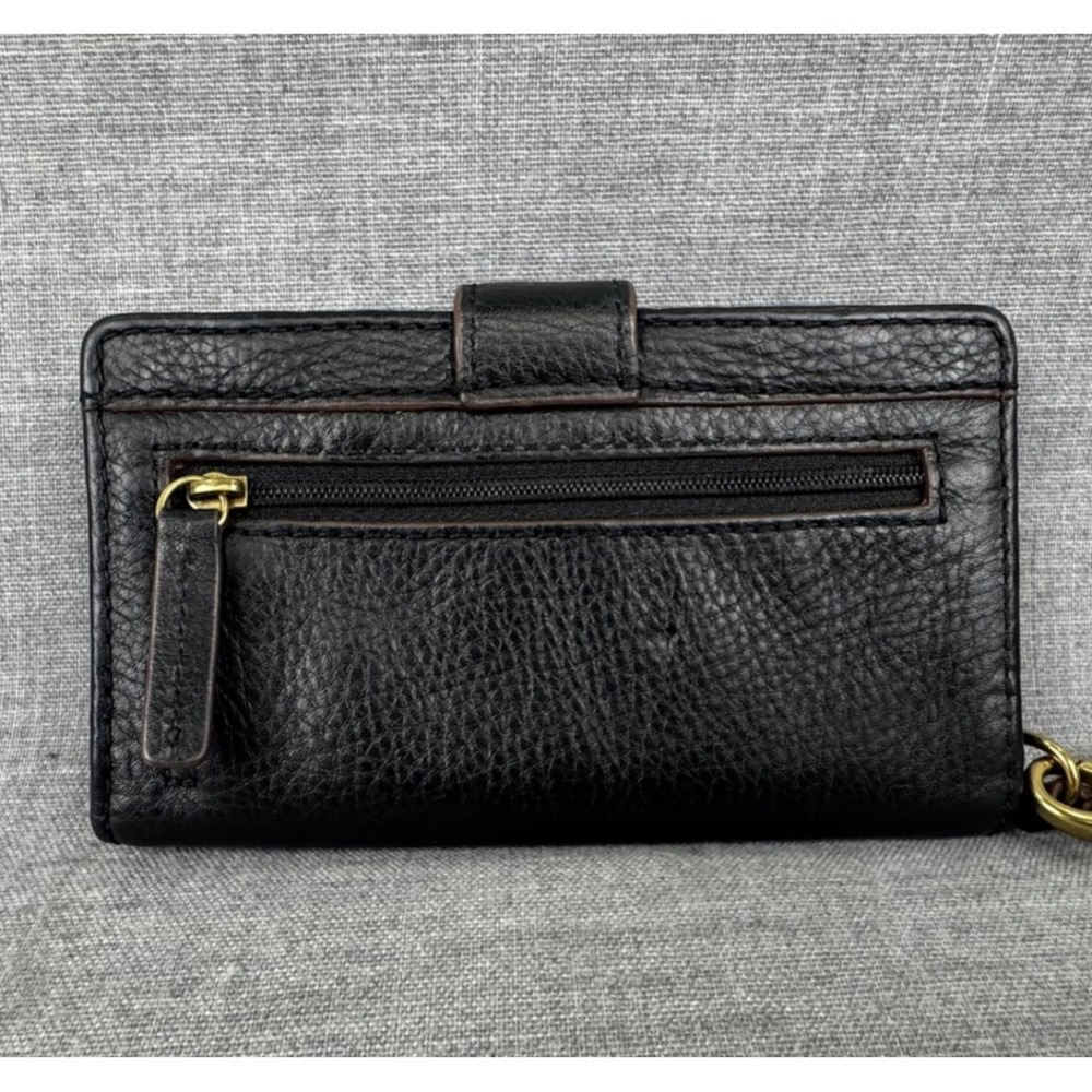 Fossil Wallet Womens Black Leather Wristlet Clutch Card Holder Zip Pocket Bag - Picture 4 of 10